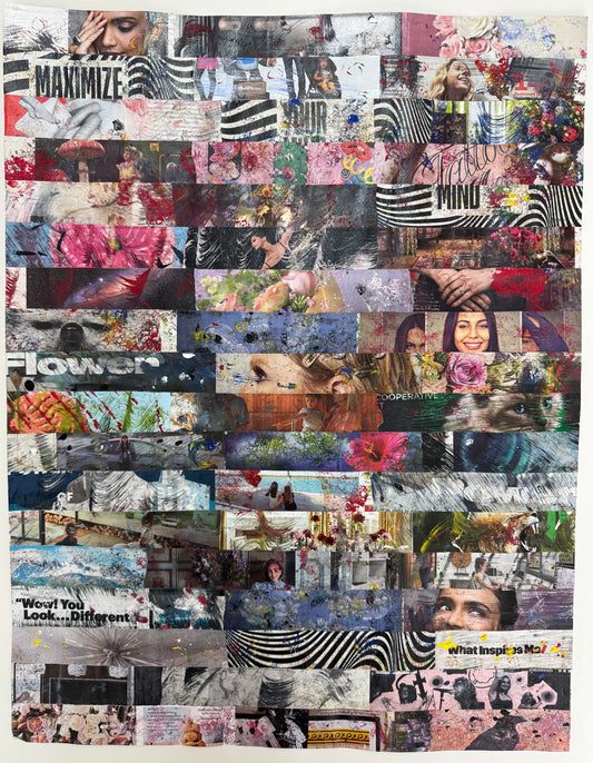 Girls And Flowers – Mixed Media Abstract Collage